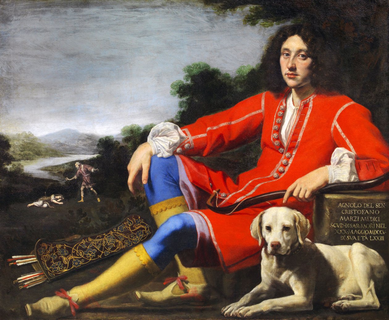 Retrato de un caballero con labrador, primera mitad del siglo XVII de Lorenzo Lippi