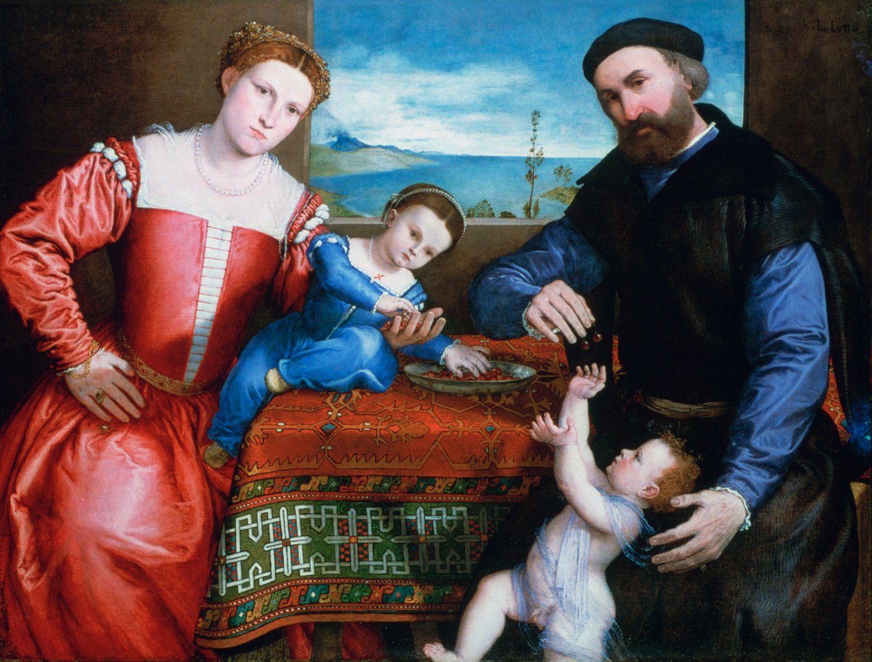 Giovanni della Volta con su esposa e hijos, c1547 de Lorenzo Lotto