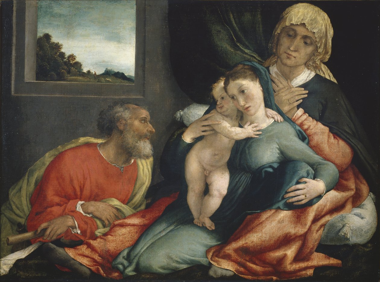 Sagrada Familia con los santos Ana y Joaquín, 1535? de Lorenzo Lotto
