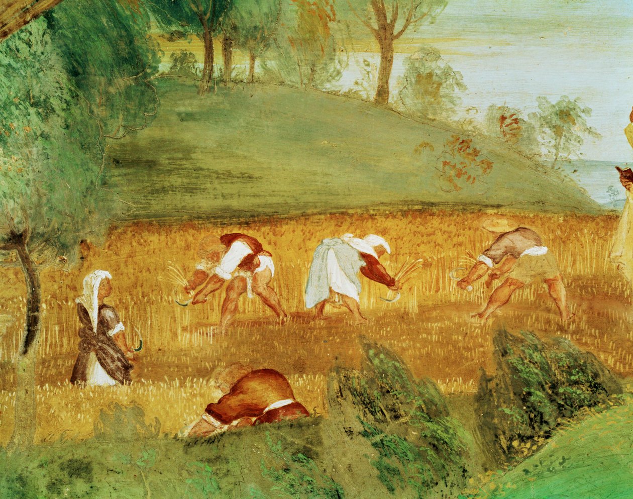 Lado izquierdo de la Capella Suardi, Iglesia Santa Bárbara de Bérgamo ... (pintura mural) de Lorenzo Lotto