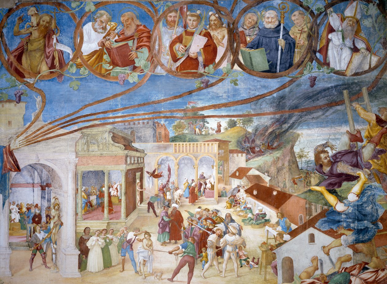 Martirio de Santa Bárbara, detalle de Historias de Santa Bárbara de Lorenzo Lotto