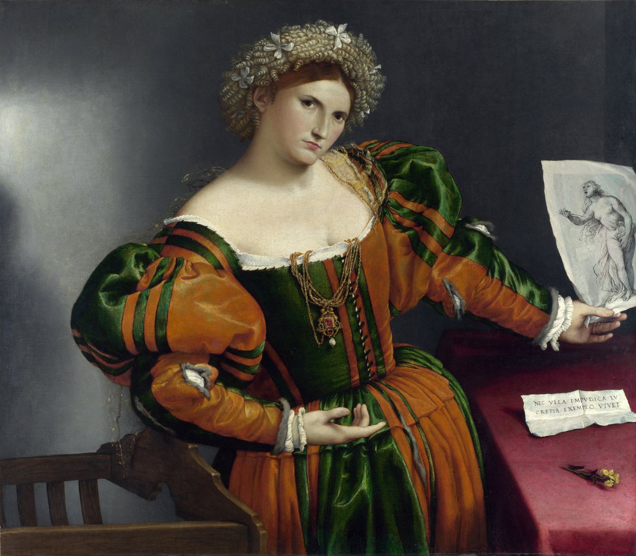 Retrato de una veneciana como Lucrecia de Lorenzo Lotto