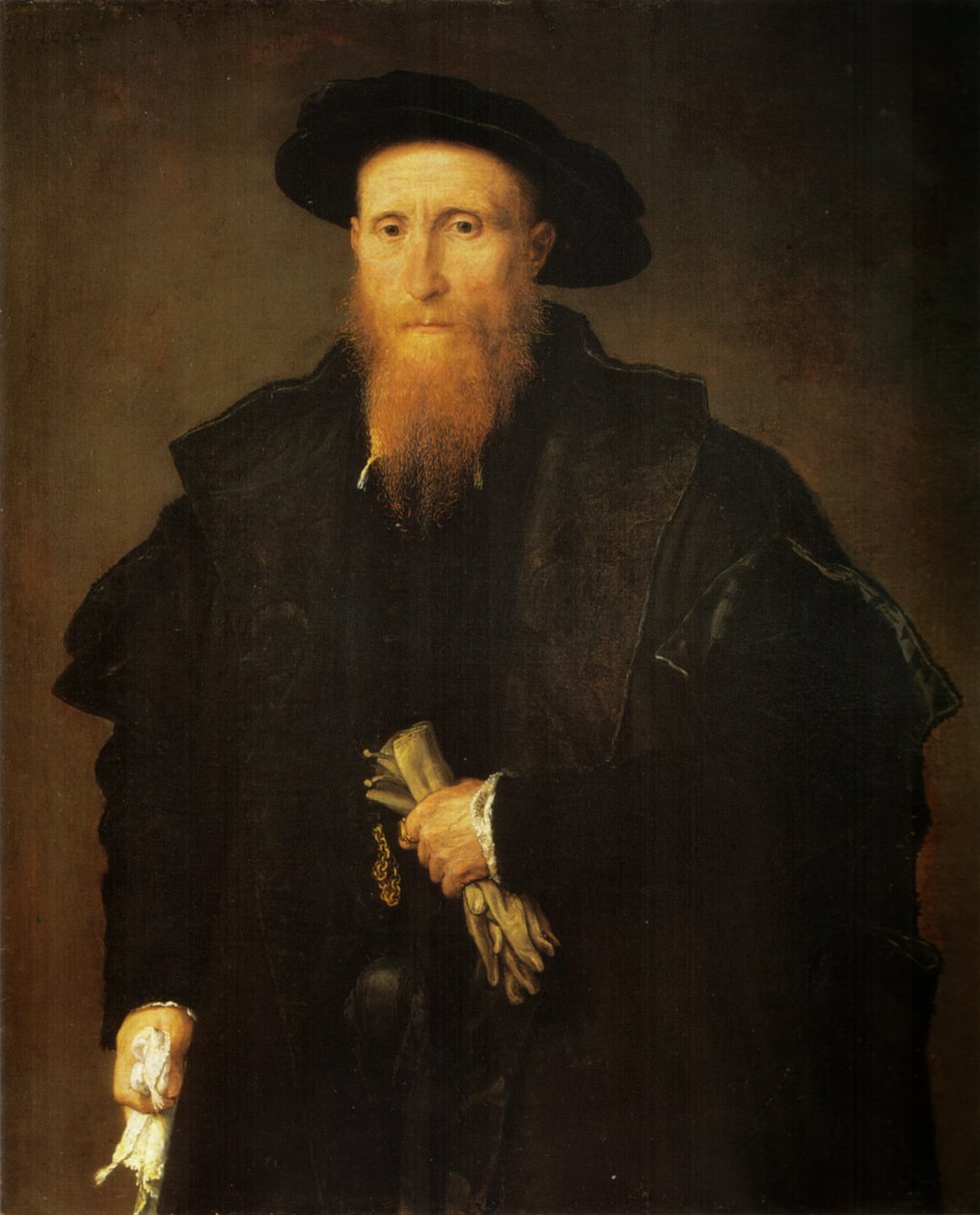 Retrato de un anciano con guantes de Lorenzo Lotto