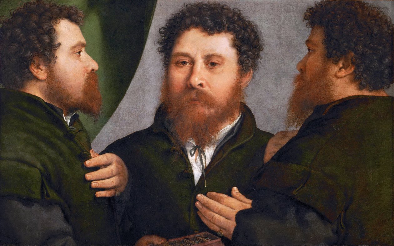 Retrato de un orfebre en tres posiciones por Lorenzo Lotto, ca. 1530 de Lorenzo Lotto