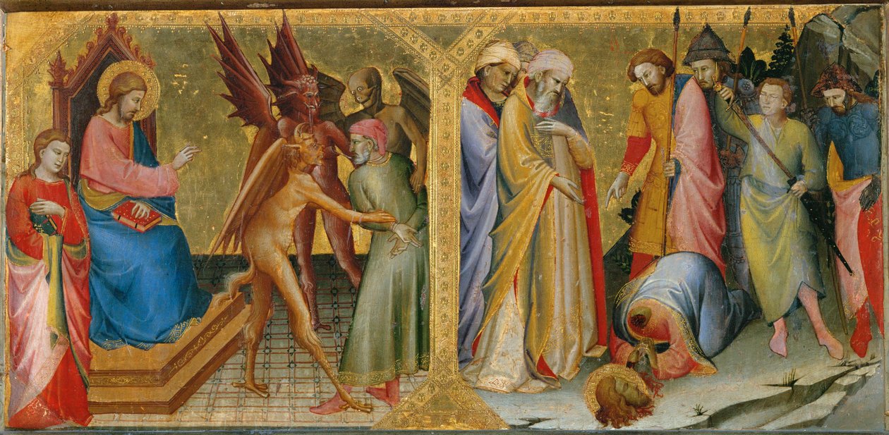 Hermógenes atado por los demonios que envió contra Santiago el Viejo ... de Lorenzo Monaco
