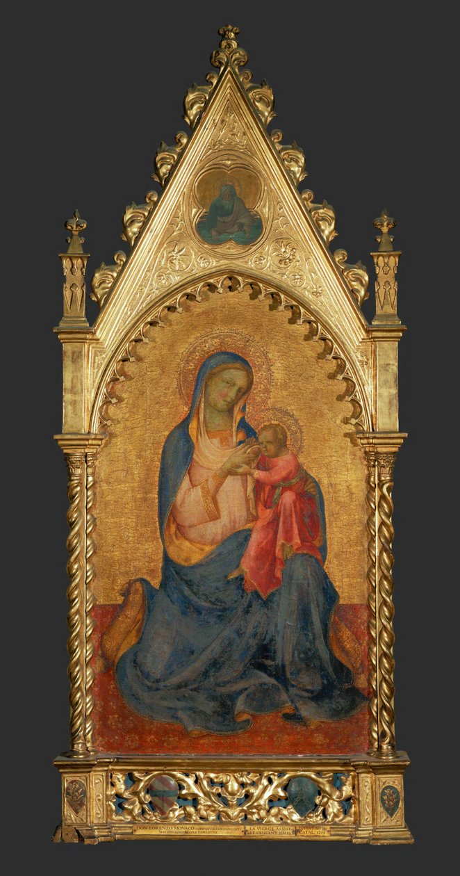 Virgen con el niño, en el medallón de arriba: Dios-Padre ... de Lorenzo Monaco