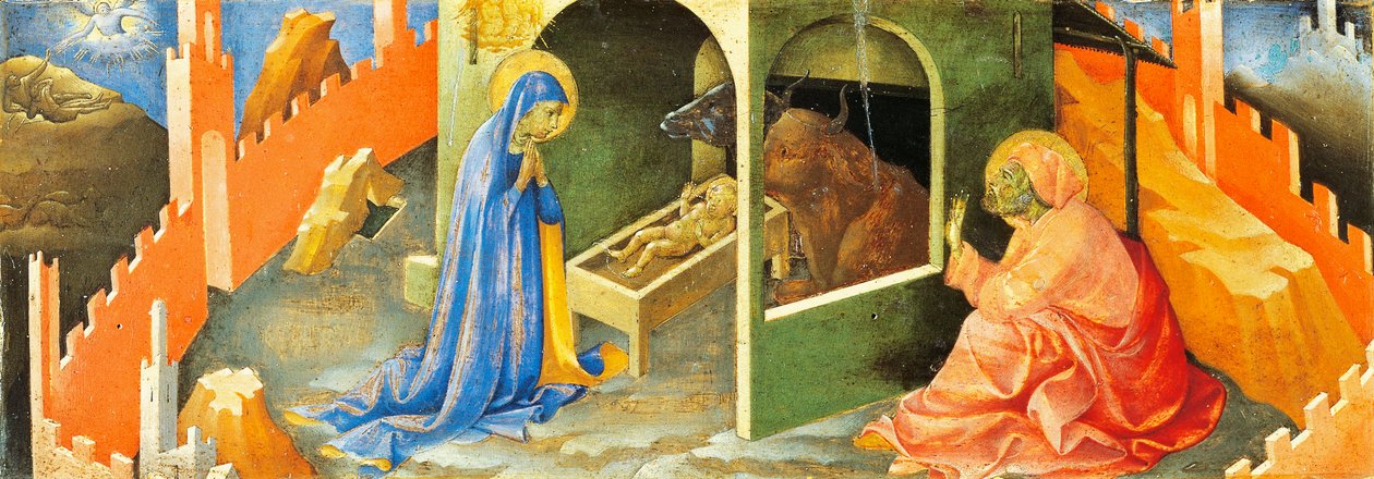 Natividad de Jesús, sección de la predela, de Lorenzo Monaco (1370-circa 1425), óleo sobre tabla de Lorenzo Monaco