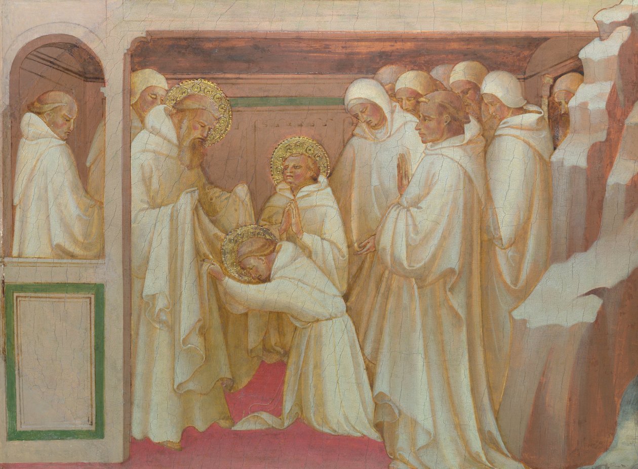 San Benito admitiendo a los Santos en la Orden de Lorenzo Monaco