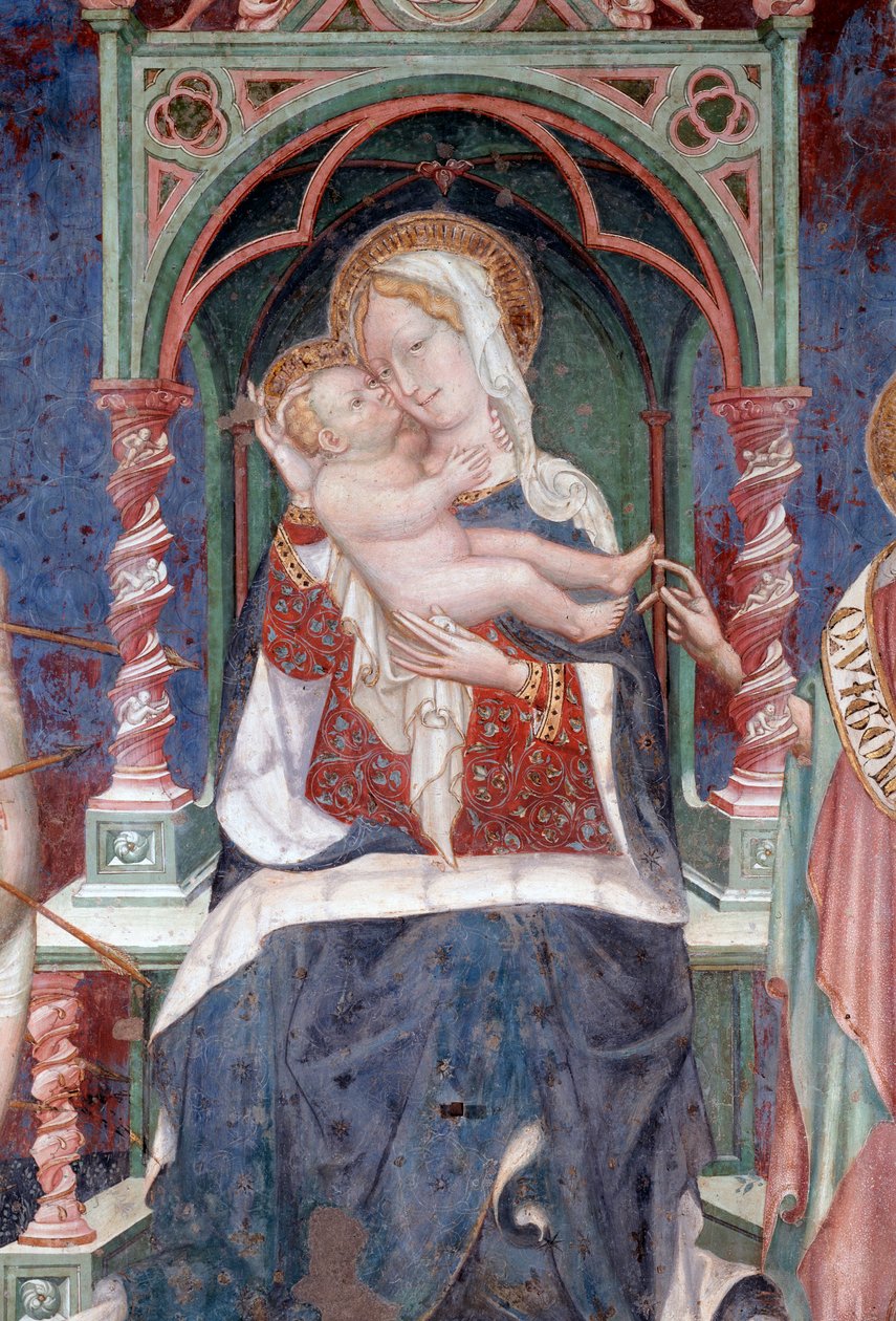 Virgen con Jesús con San Juan Bautista y San Sebastián, detalle de Lorenzo Salimbeni