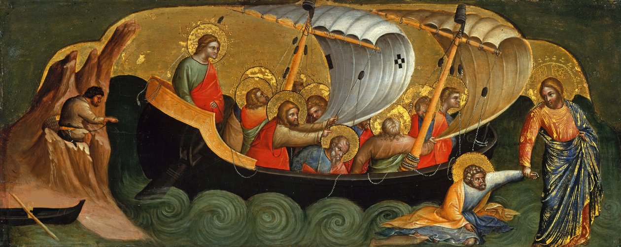 Cristo rescatando a Pedro de ahogarse, Panel de Predela, ca 1370 de Lorenzo Veneziano
