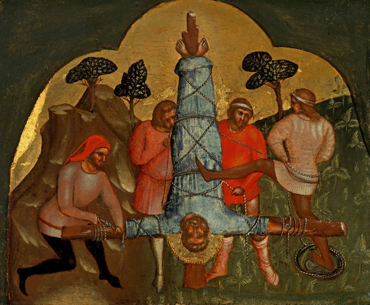 La crucifixión de Pedro Panel de predela, ca 1370 de Lorenzo Veneziano