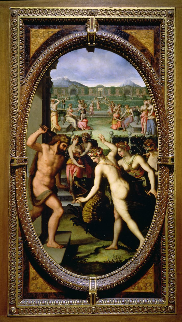 Hércules matando al dragón de las Hespérides, 1572 de Lorenzo dello Sciorina