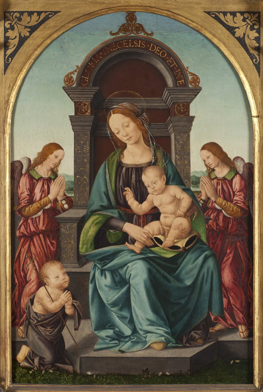 La Virgen y el Niño con el niño San Juan Bautista y dos ángeles de Lorenzo di Credi