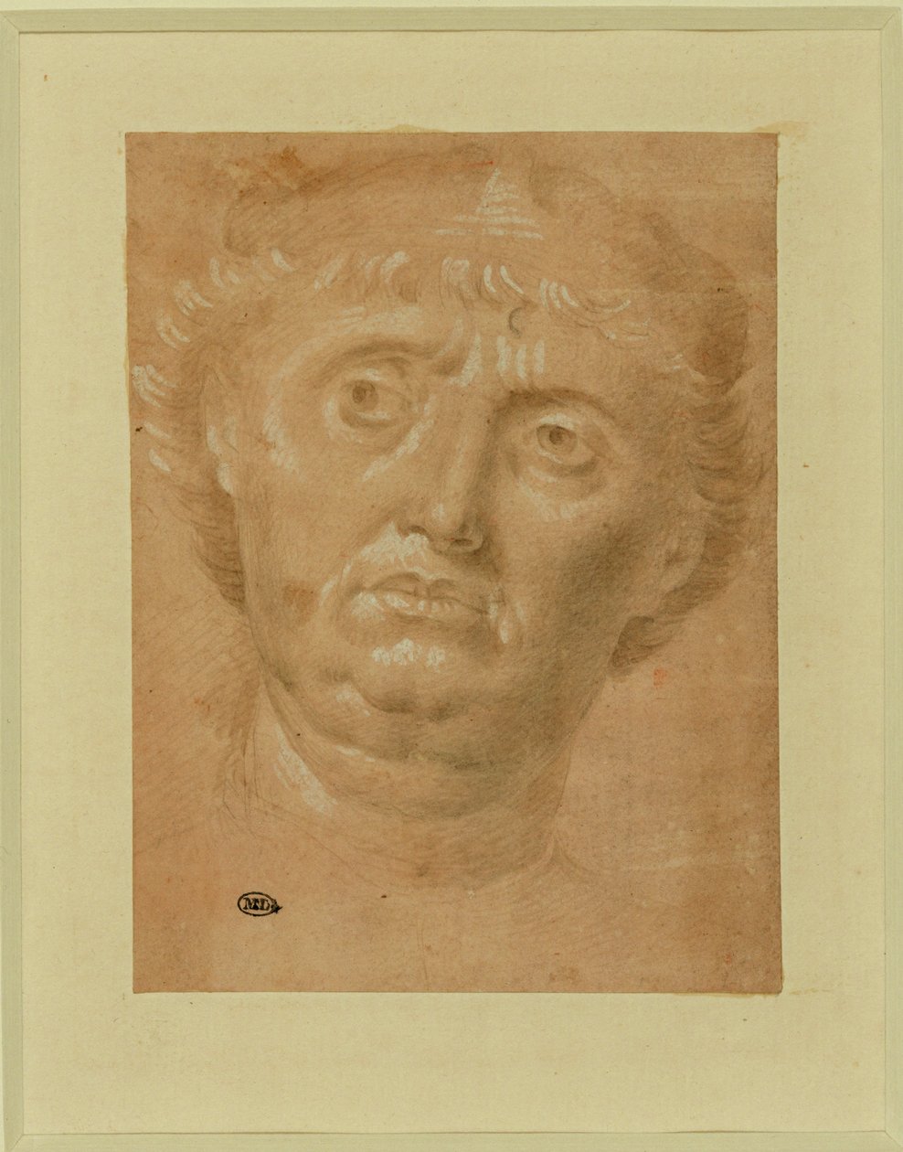 Retrato de hombre, cara completa, ojos girados a la izquierda ... de Lorenzo di Credi