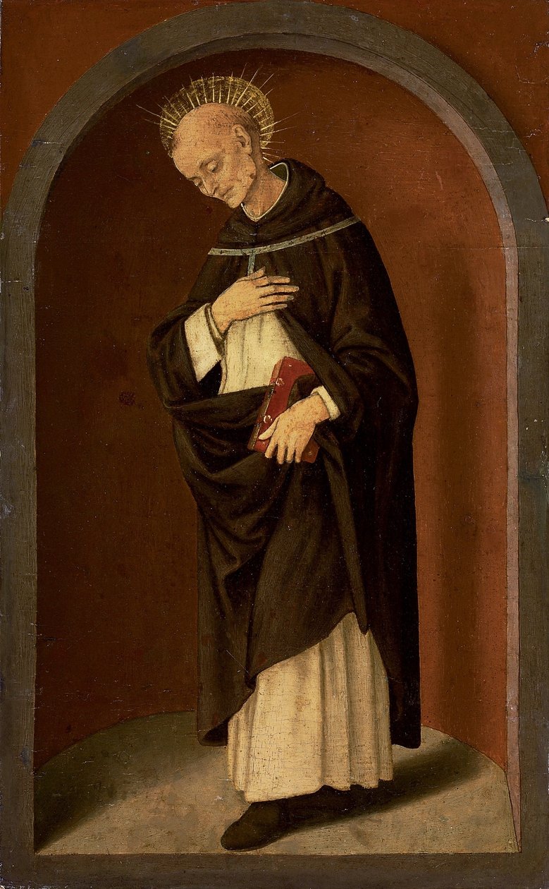 San Bernardino de Siena, en un nicho esculpido de Lorenzo di Credi