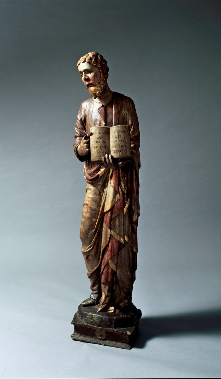 Representación de un santo no identificado. Escultura en madera policromada de Lorenzo di Pietro Vecchietta