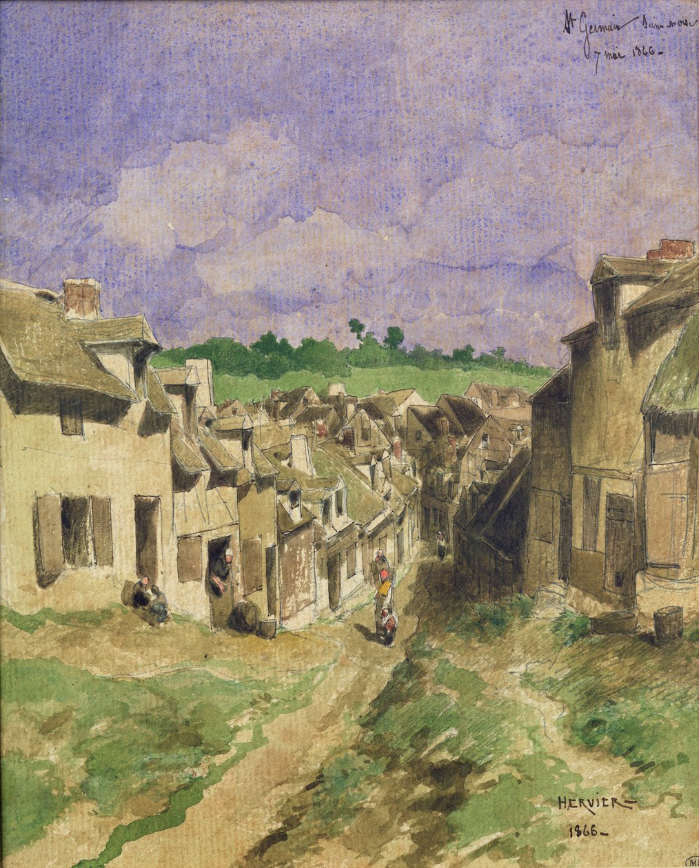 Una calle en Saint-Germain, Seine-et-Oise, 1866 de Louis Adolphe Hervier