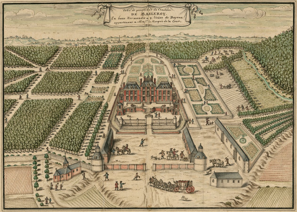 Dibujo perspectivo del castillo Balleroy en Francia de Louis Boudan