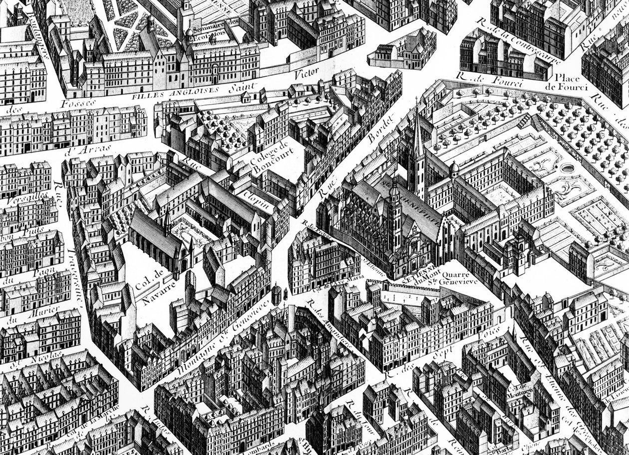 El área de Sainte-Geneviève, París (detalle) de Louis Bretez