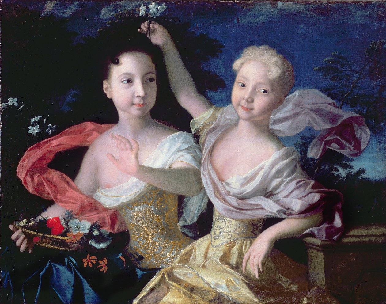 Retrato de las princesas Anna Petrovna (1708-28) y Elizabeth Petrovna (1709-62) 1717 de Louis Caravaque