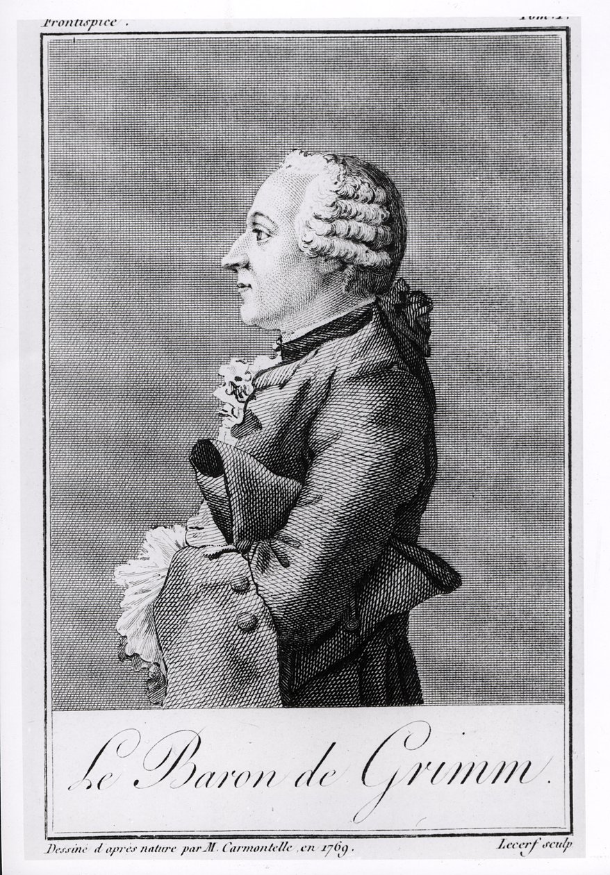 Barón Friedrich Melchior Grimm, grabado por Lecerf de Louis Carrogis dit Carmontelle
