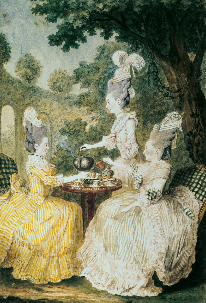 La Marquesa de Montesson, La Marquesa de Crest y la Condesa de Damas tomando té de Louis Carrogis dit Carmontelle
