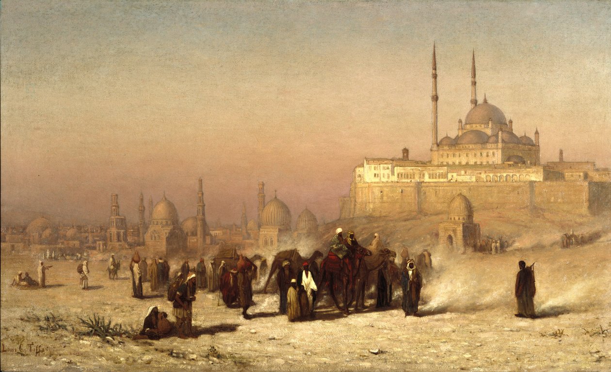 En el Camino entre El Cairo Viejo y Nuevo, Mezquita de la Ciudadela de Mohammed Ali, y Tumbas de los Mamelucos, 1872 de Louis Comfort Tiffany