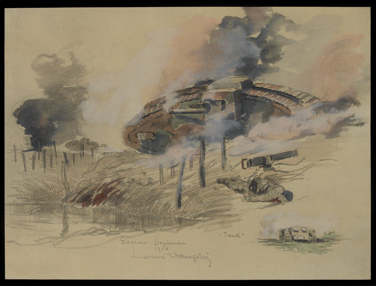 Tanque en el Somme, septiembre de 1916 de Louis Dauphin