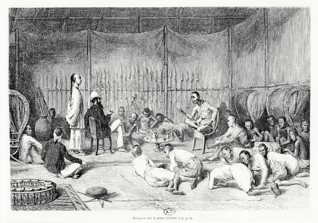 Recepción por el Príncipe de Oubon, Laos, 1877 de Louis Delaporte