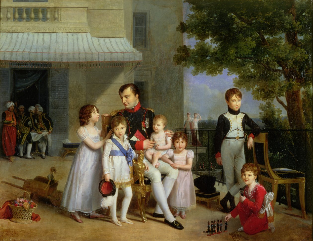 Retrato de Napoleón Bonaparte (1769-1821) con sus sobrinos y sobrinas en la terraza de Saint-Cloud, 1810 de Louis Ducis