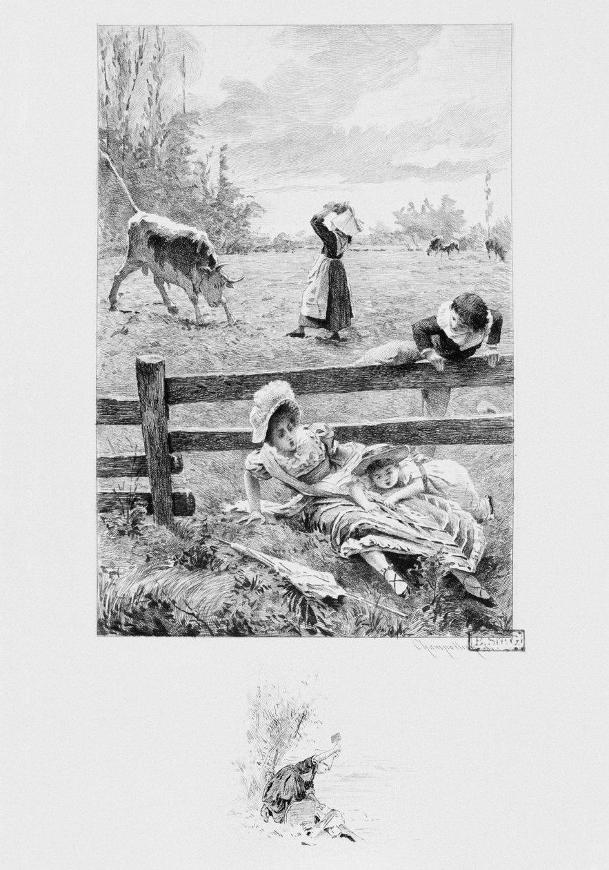 La sirvienta Felicite y el toro, ilustración de 