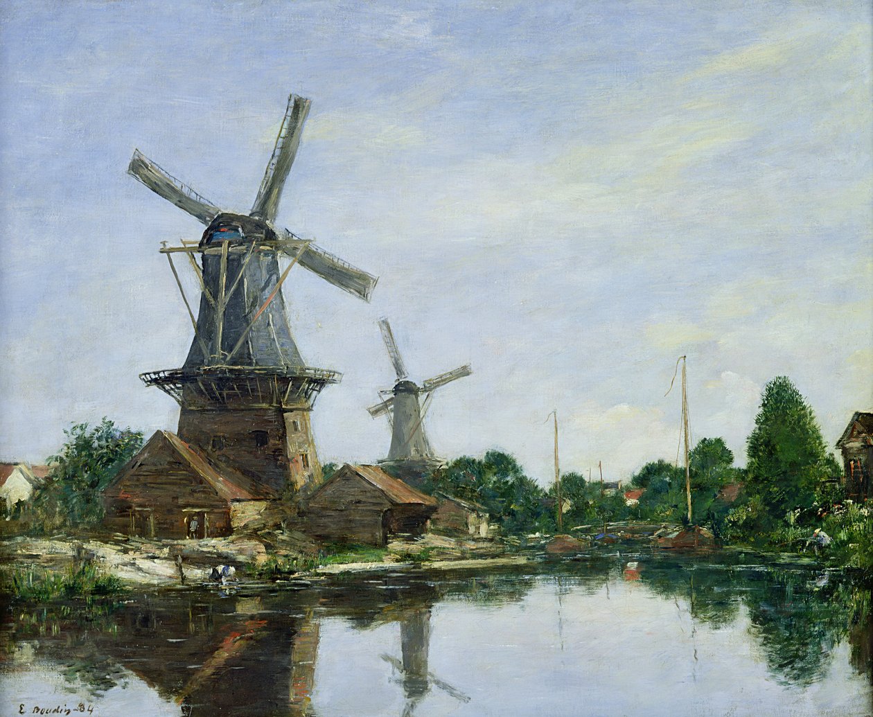 Molinos de viento holandeses, 1884 de Eugene Louis Boudin