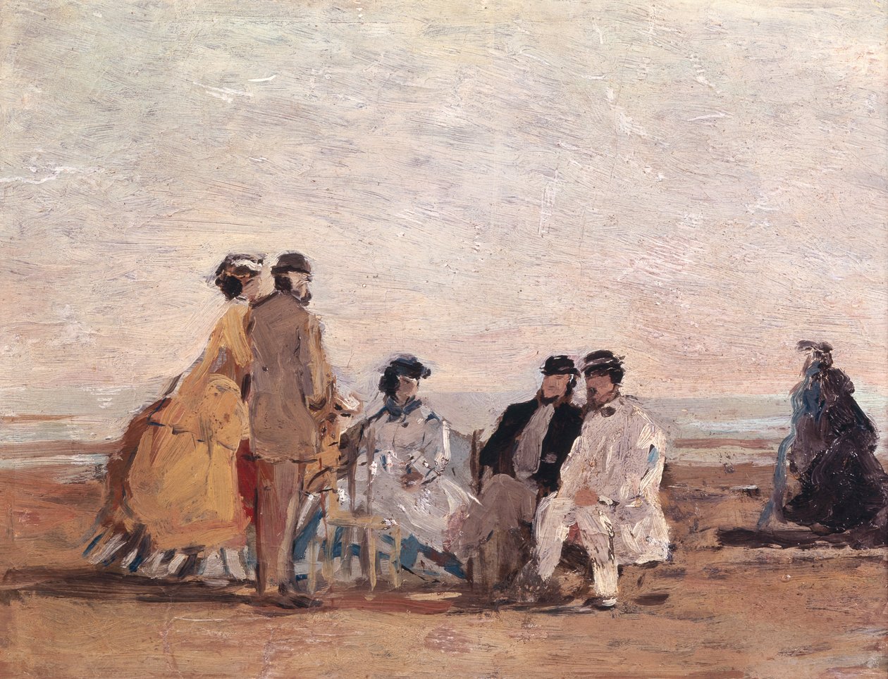 En la Playa de Trouville, c.1865 de Eugene Louis Boudin