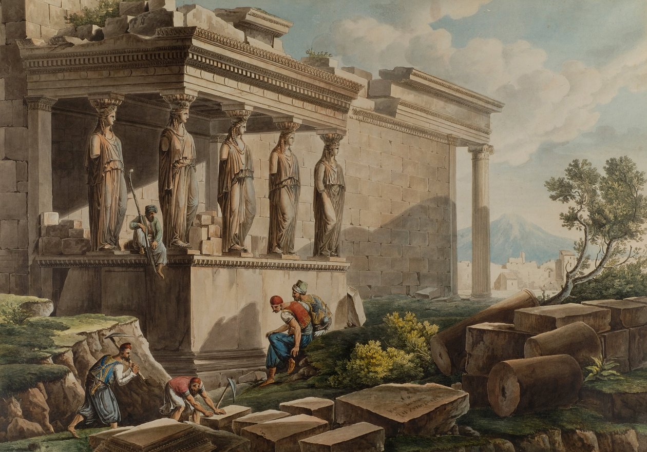 El pórtico de las Cariátides en el Erecteión de Louis Francois Cassas