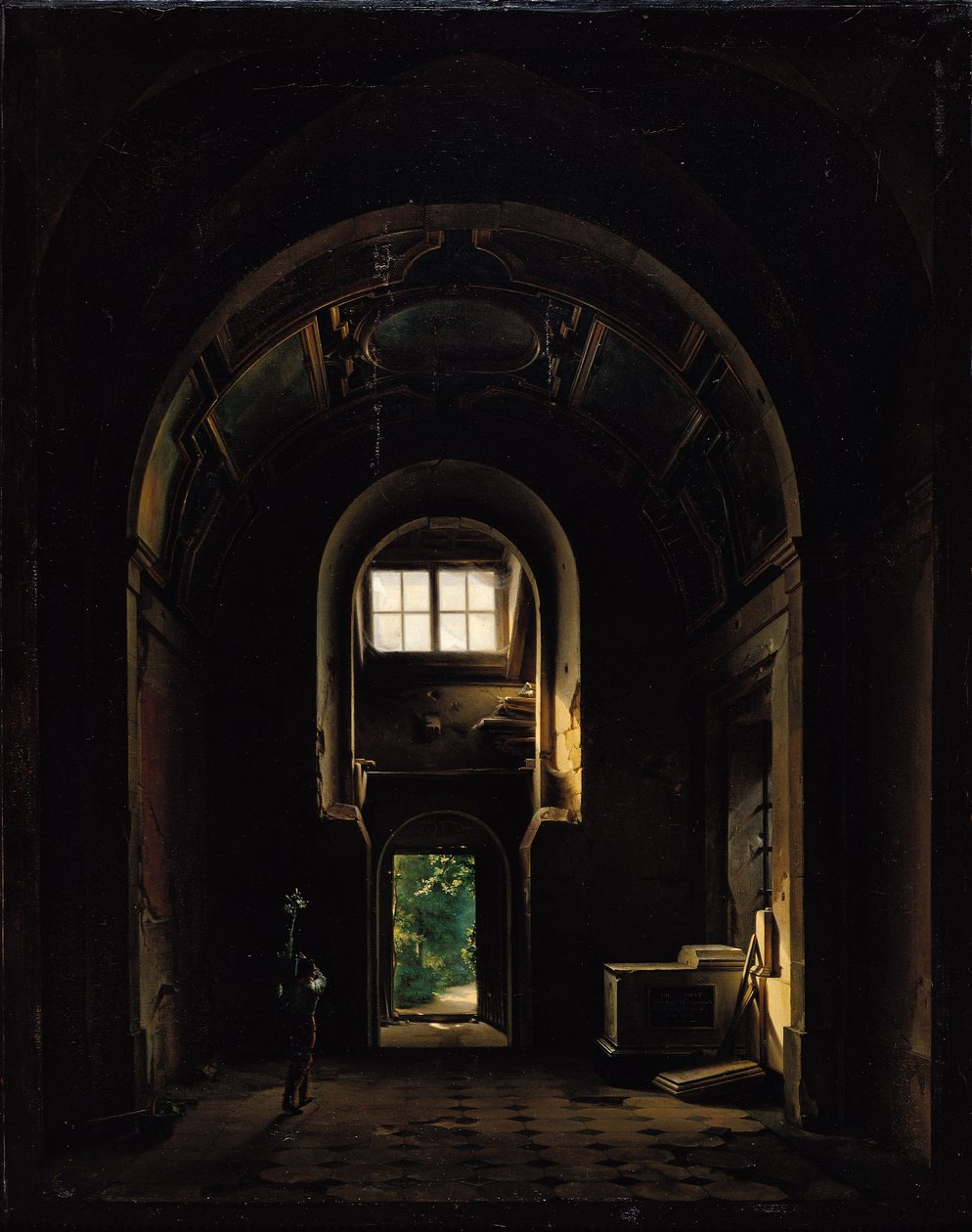 Interior de la Capilla de Saint-Philippe en la Eglise des Feuillants en París, 1814 de Louis Jacques Mande Daguerre