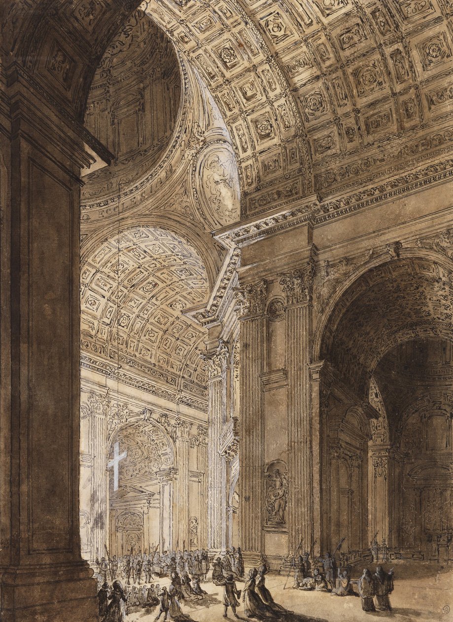 Interior de San Pedro iluminado de Louis Jean Desprez