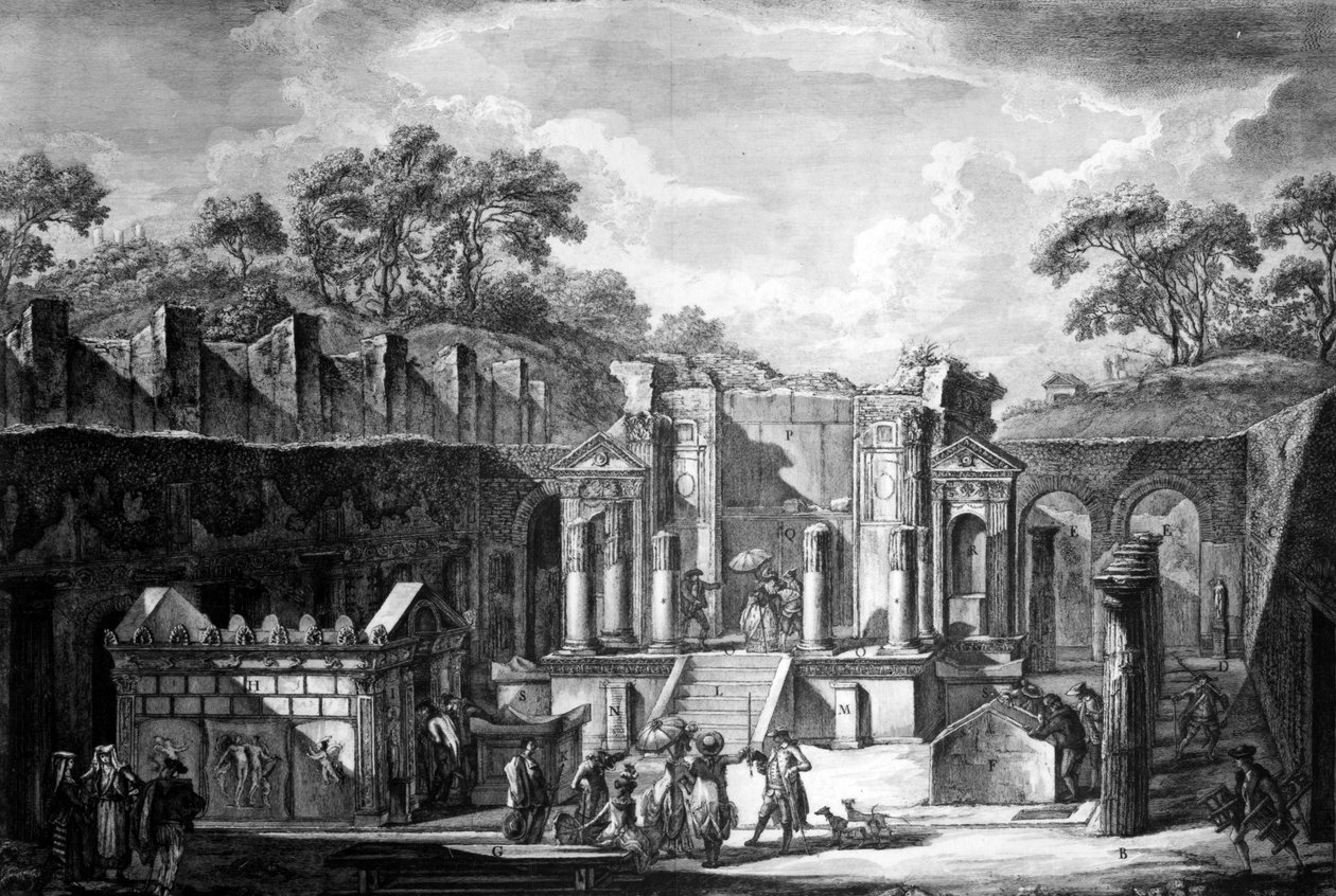 Vista del Templo de Isis, Pompeya, grabado por Francesco Piranesi, 1788 de Louis Jean Desprez