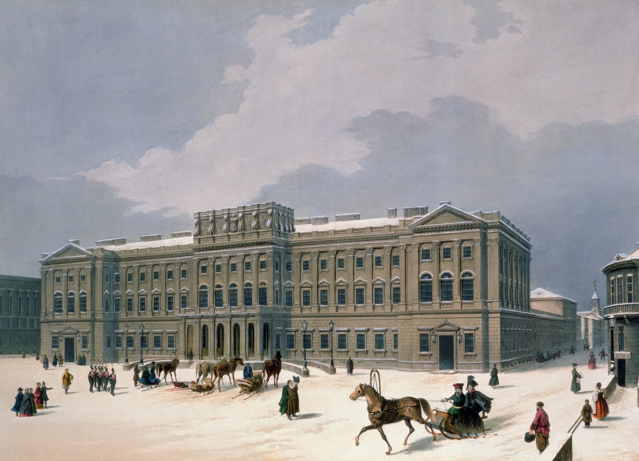 Palacio del Gran Duque de Leuchtenberg en San Petersburgo, impreso por Lemercier, París, 1840s de Louis Jules Arnout