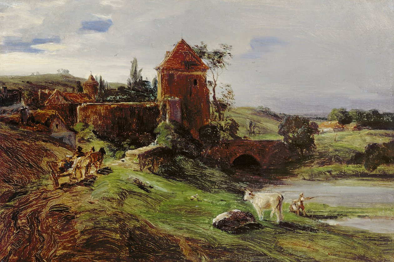 Paisaje con un puente cerca de Landsberg an der Warthe de Louis Kolitz