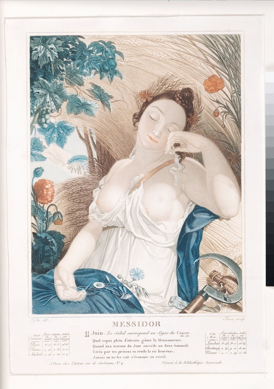 Messidor (junio-julio), décimo mes del Calendario Republicano, grabado por Tresca, francés, c.1794 de Louis Lafitte