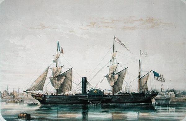 El S.S. Franklin en la Cuenca de Florida en Le Havre, c.1851 de Louis Le Breton