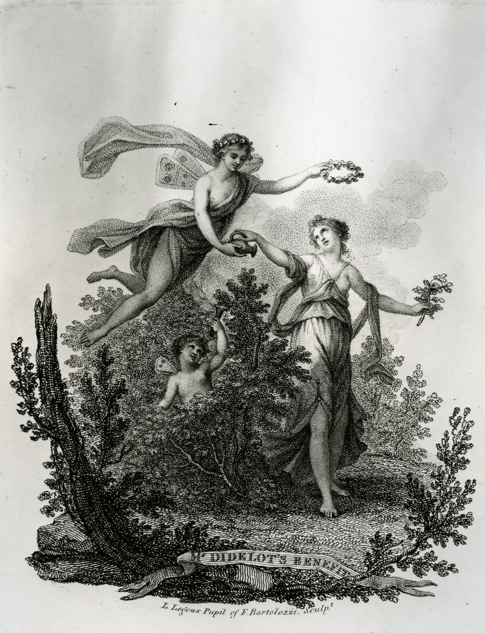 Diseño para una tarjeta de beneficio, c.1789-1804 de Louis Legoux