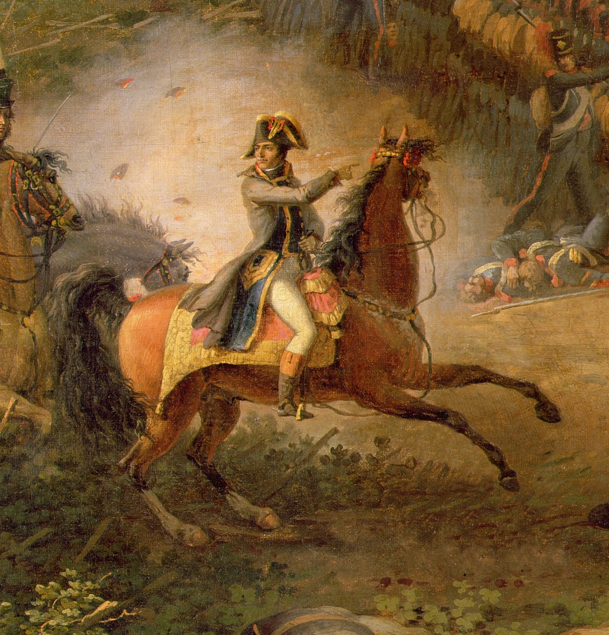 La Batalla de Marengo, detalle de Napoleón Bonaparte y su Mayor, 1801 (detalle) de Louis Lejeune