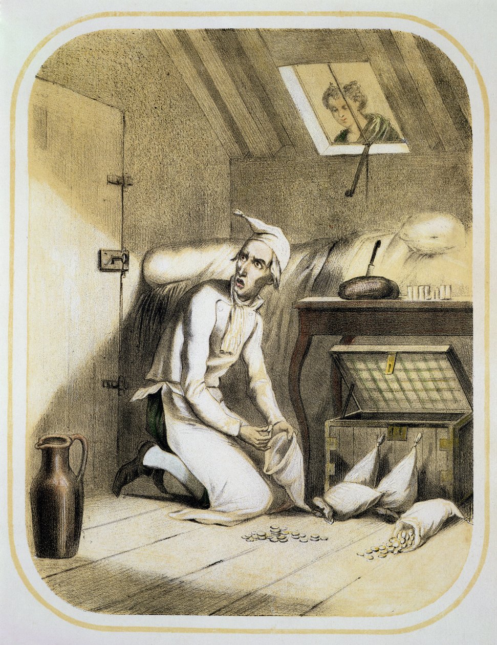 La avaricia en la cocina, de una serie de grabados que representan los siete pecados capitales, c.1850 de Louis Leopold Boilly