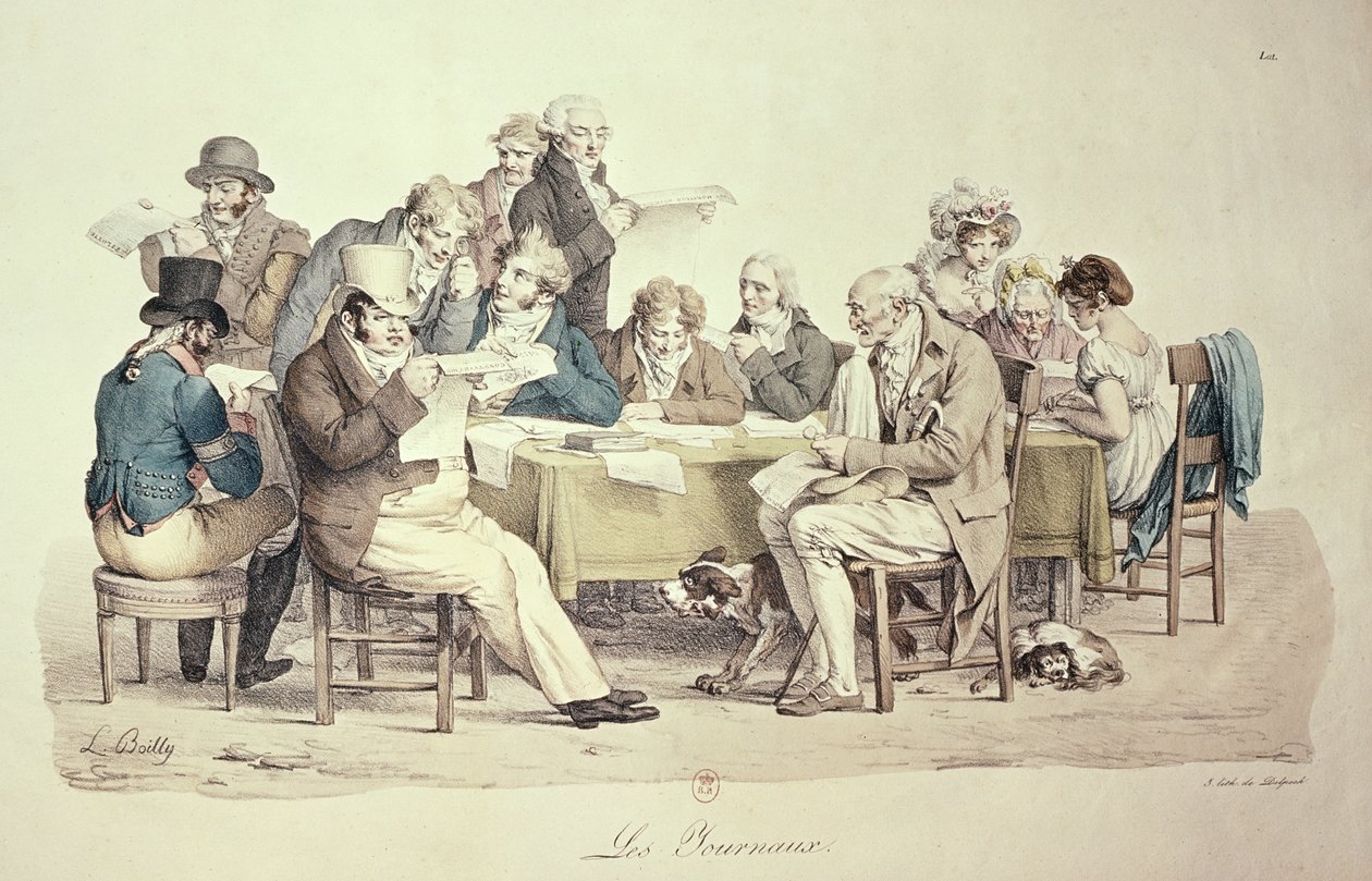 Los periódicos, grabado por François Séraphin Delpech (1778-1825) de Louis Leopold Boilly