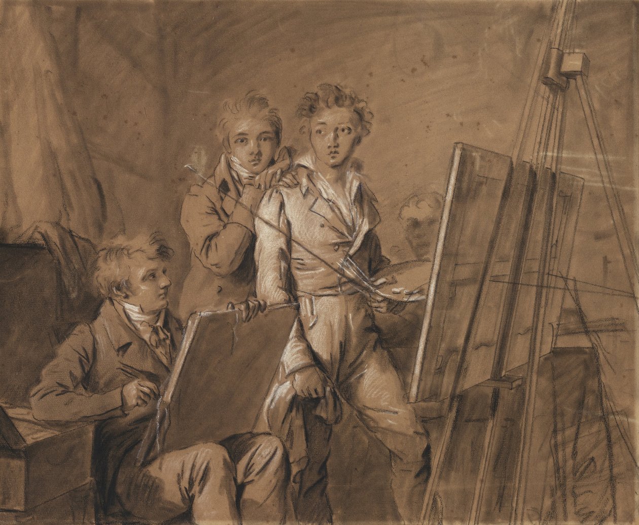 Tres jóvenes artistas en un estudio de Louis Leopold Boilly