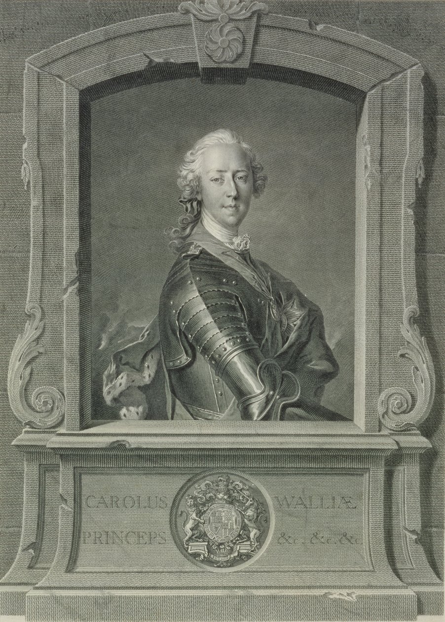 Príncipe Carlos Eduardo Stuart (1720-88), grabado por J.G. Wille, 1748 de Louis Tocqué