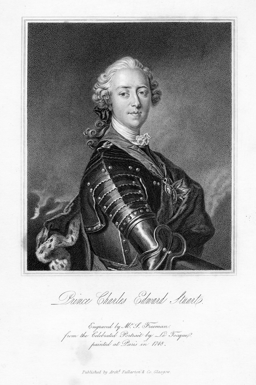 Príncipe Carlos Eduardo Stuart, impresión hecha por S. Freeman, c.1849 de Louis Tocqué