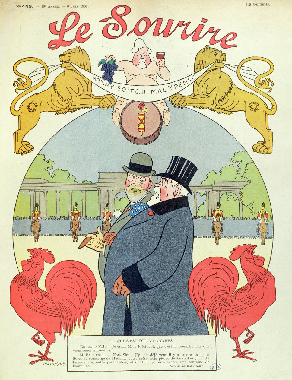 El presidente Armand Fallieres (1841-1931) con el rey Eduardo VII (1841-1910) portada de la revista 