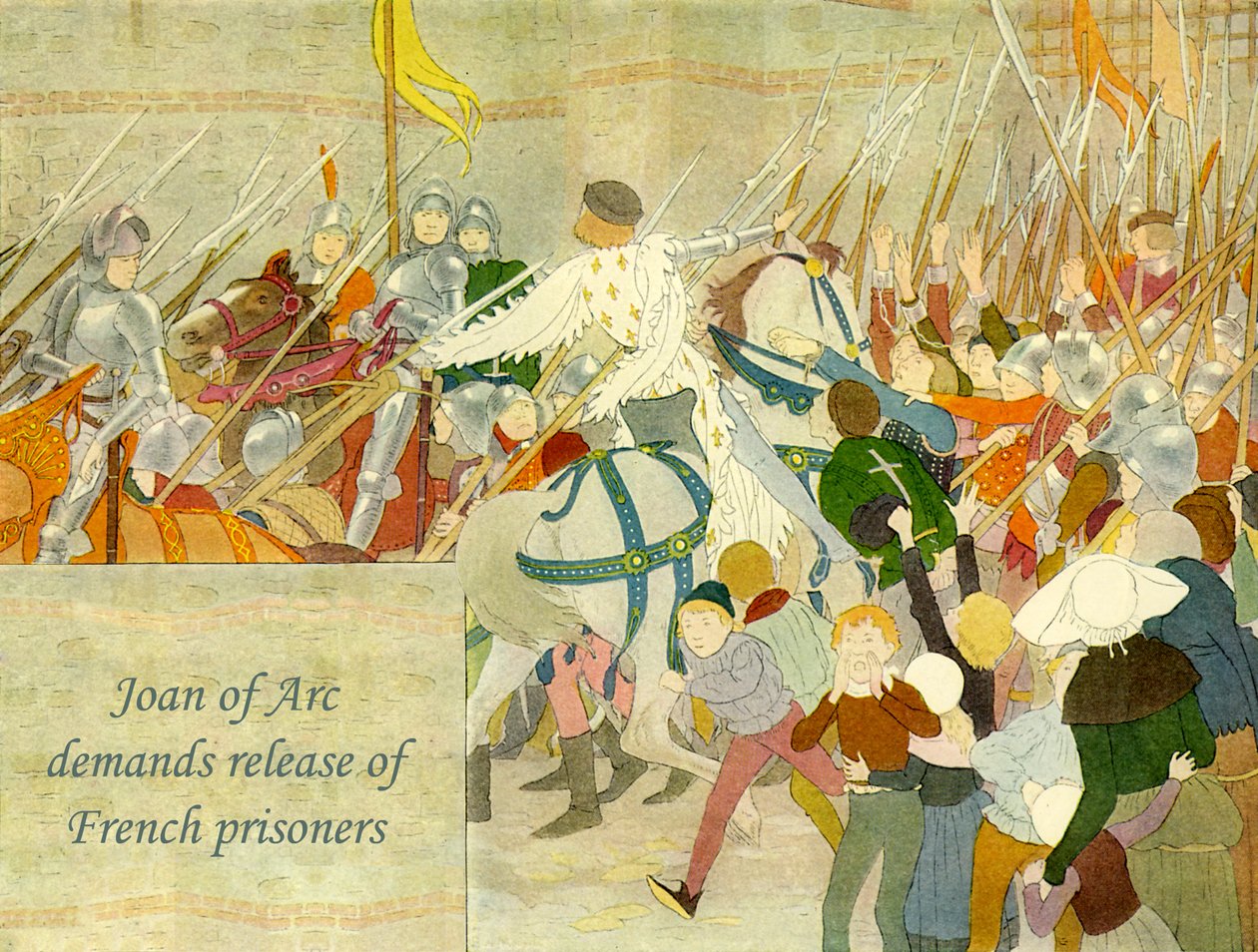 Juana de Arco exige la liberación de los prisioneros franceses de Louis Maurice Boutet de Monvel